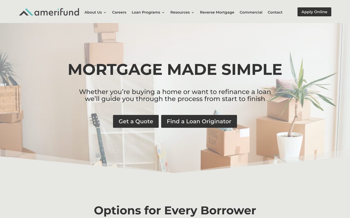 Amerifund Home Loans homepage