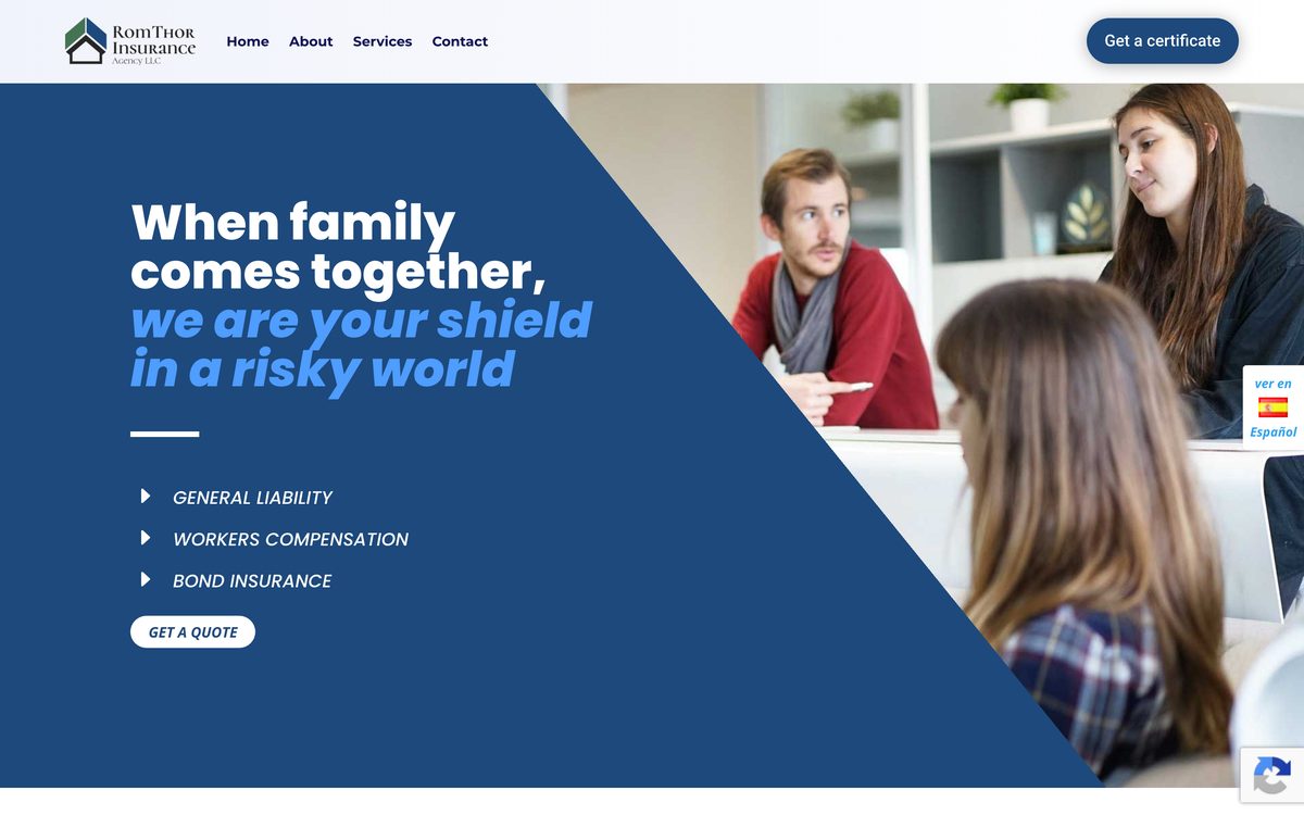 RomThor Insurance homepage